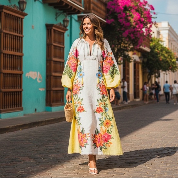 FARM Rio Dresses & Skirts - 🌼 Farm Rio | Bloom Garden Floral Embroidered Maxi Dress | Multi | Size XS